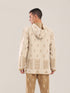 Hooded sweater with part front buttons